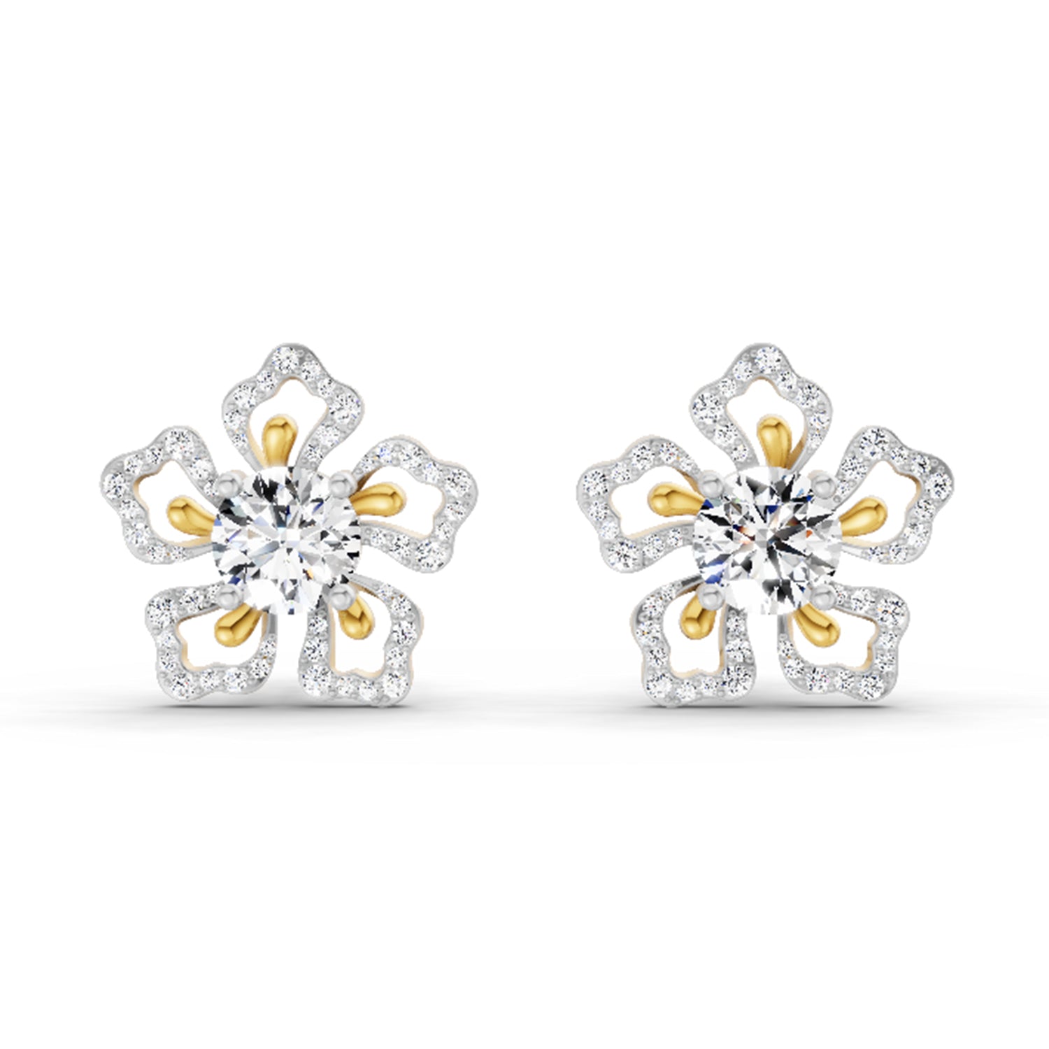 2.66 Ct Round Shape Cluster Diamond Earrings | 14K Rose Gold