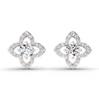 1.41 Ct Round Shape Halo Diamond Earrings | 14K Rose Gold
