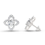 1.41 Ct Round Shape Halo Diamond Earrings | 14K Rose Gold