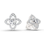 1.41 Ct Round Shape Halo Diamond Earrings | 14K Rose Gold