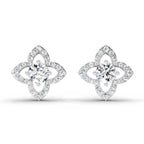1.41 Ct Round Shape Halo Diamond Earrings | 14K Rose Gold