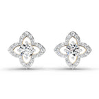 1.41 Ct Round Shape Halo Diamond Earrings | 14K Rose Gold