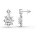 1.79 Ct Floral Drop Stud Earrings | 14K White Gold