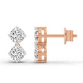 1.06 Ct Round Drop Earrings |  14K Rose Gold