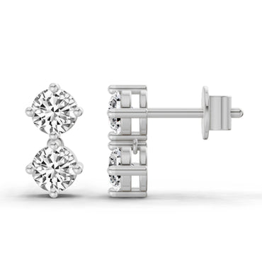 1.06 Ct Round Drop Earrings |  14K White Gold