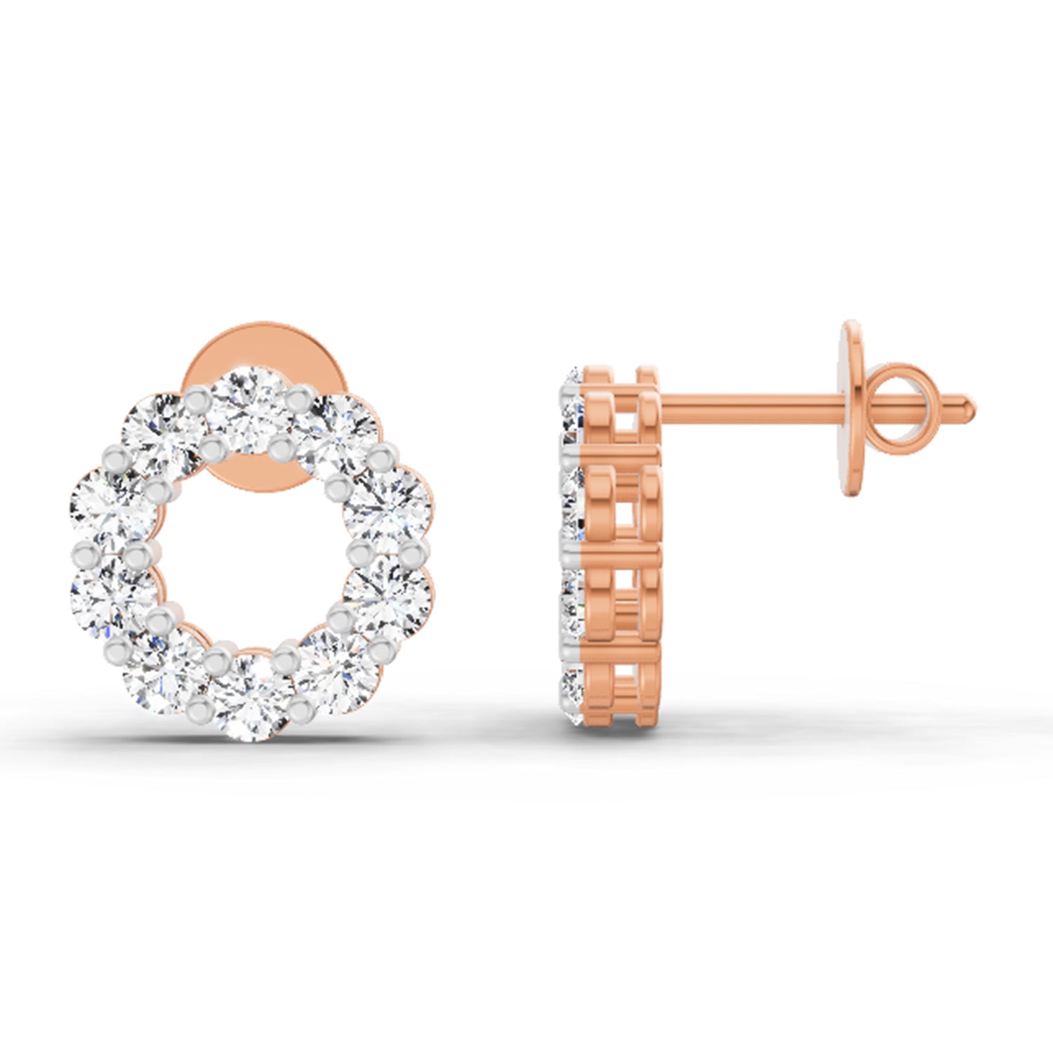 1.04 Ct Round Stud Earrings | 14K Rose Gold  FG VS Quality Diamonds