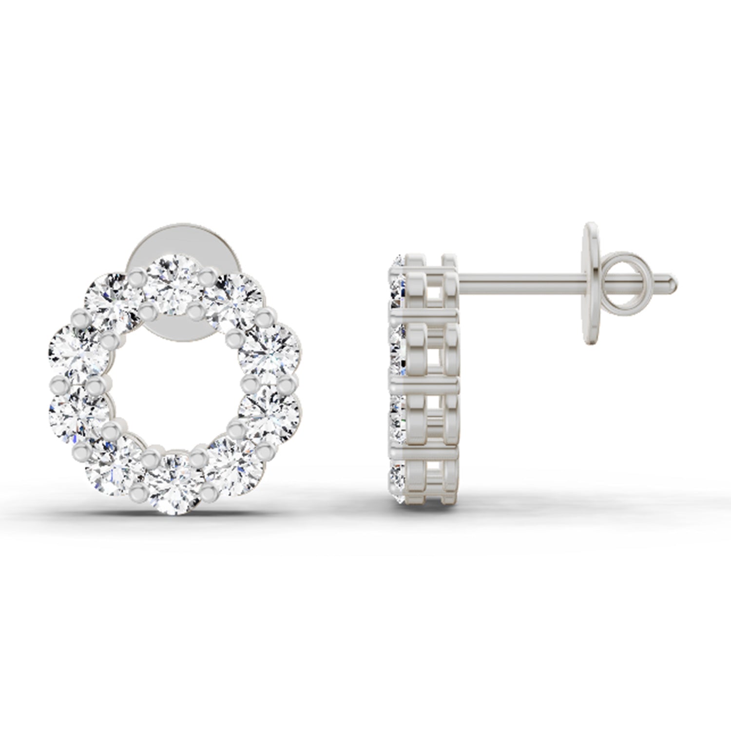 1.04 Ct Round Stud Earrings | 14K White Gold  FG VS Quality Diamonds