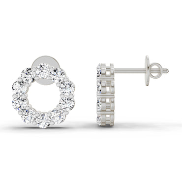 1.04 Ct Round Stud Earrings | 14K White Gold  FG VS Quality Diamonds