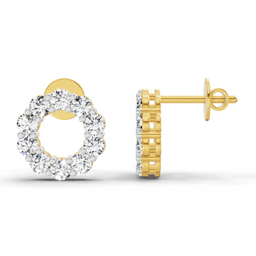 1.04 Ct Round Stud Earrings | 14K Yellow Gold  FG VS Quality Diamonds