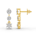 0.7 Ct Round Drop Earrings | 14K Yellow Gold  FG VS Quality Diamonds