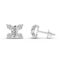 0.7 Ct Oval Stud Earrings | 14K White Gold