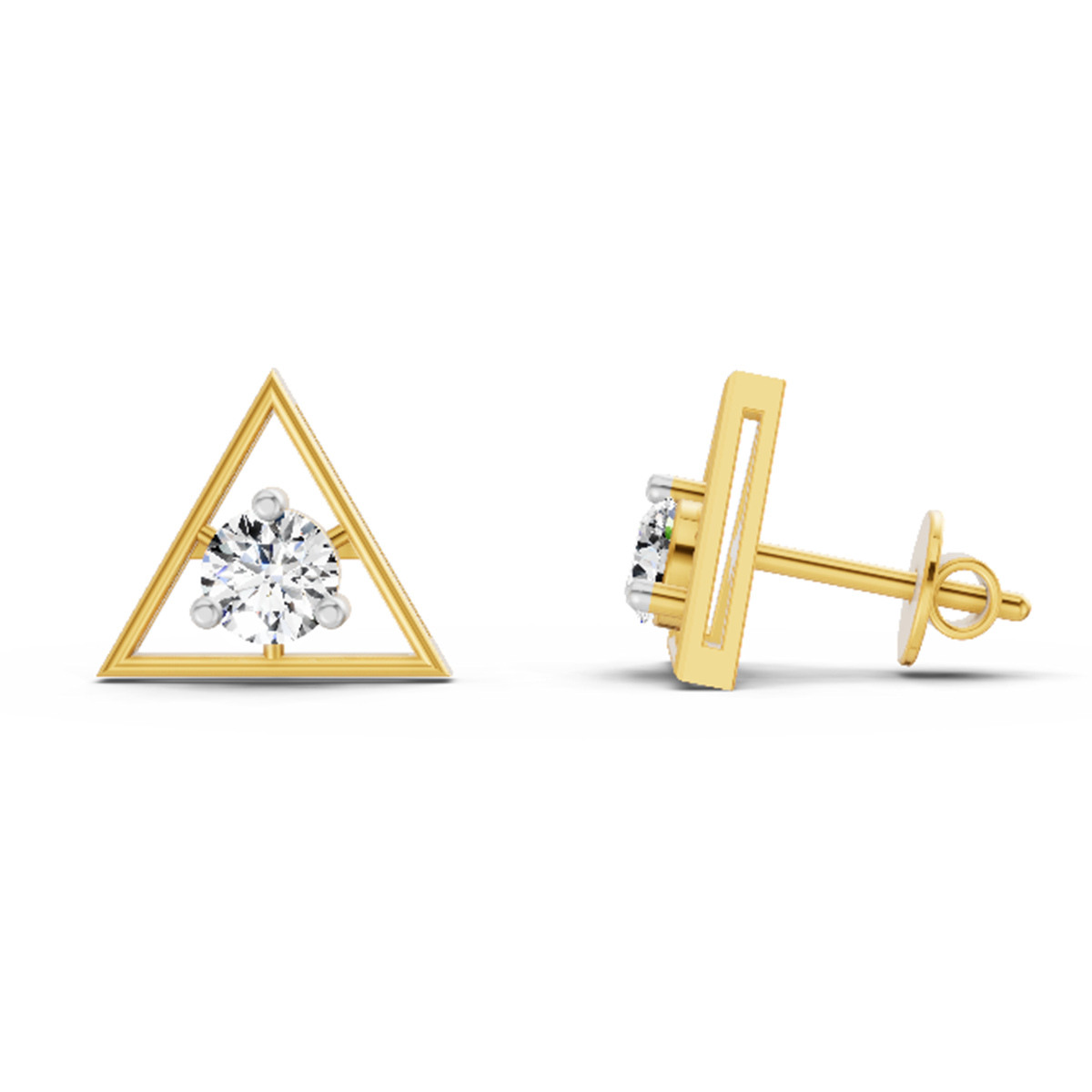 0.51 Ct Round Stud Earrings | 14K Yellow Gold  FG VS Quality Diamonds