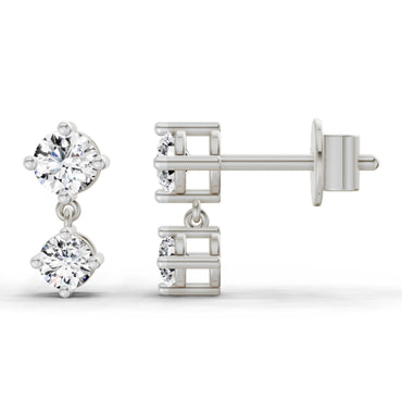0.53 Ct Round Dangle Earrings | 14K White Gold