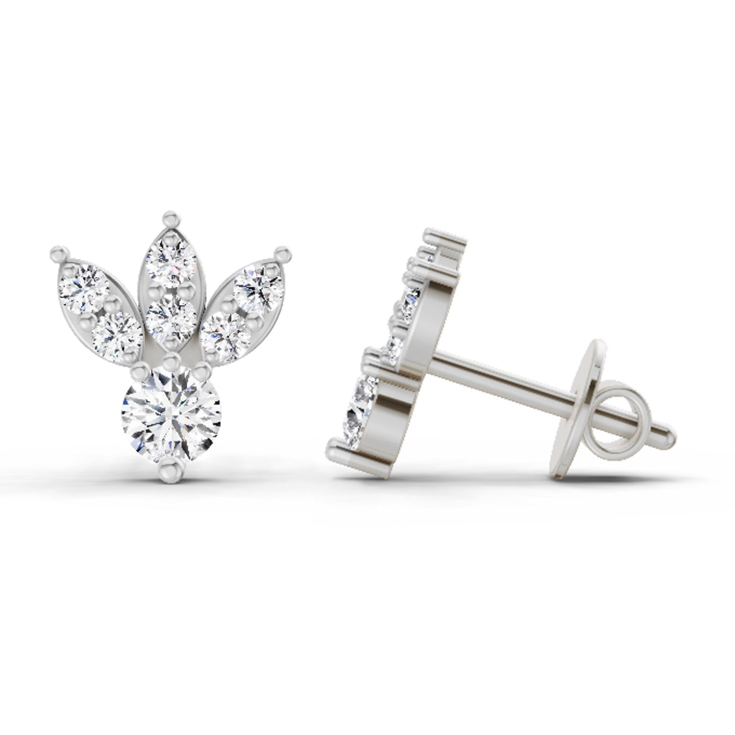 0.43 Ct Round Stud Earrings |  14K White Gold