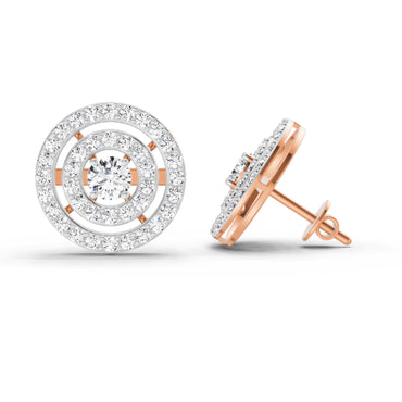 1.41 Ct Round Halo Stud Earrings | 14K Rose Gold  FG VS Quality Diamonds