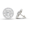 1.41 Ct Round Halo Stud Earrings | 14K White Gold  FG VS Quality Diamonds