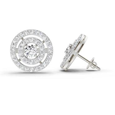 1.41 Ct Round Halo Stud Earrings | 14K White Gold  FG VS Quality Diamonds