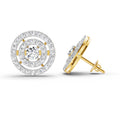 1.41 Ct Round Halo Stud Earrings | 14K Yellow Gold  FG VS Quality Diamonds