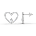 0.66 Ct Heart Halo Stud Earrings | 14K White Gold
