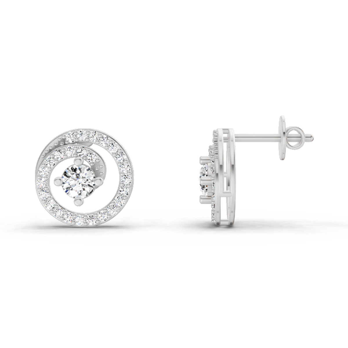 0.90 Ct Round Earrings | 14K White Gold