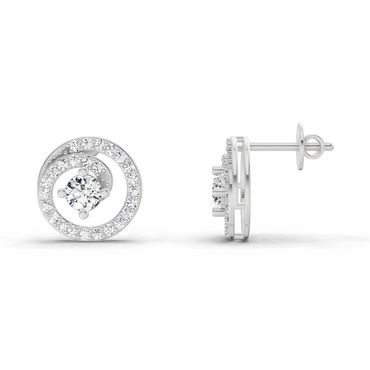 0.90 Ct Round Earrings | 14K White Gold