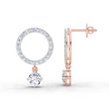 1.21 Ct Circle Drop Stud Earrings | 14K Rose Gold