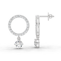 1.21 Ct Circle Drop Stud Earrings | 14K White Gold