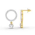 1.21 Ct Circle Drop Stud Earrings | 14K Yellow Gold