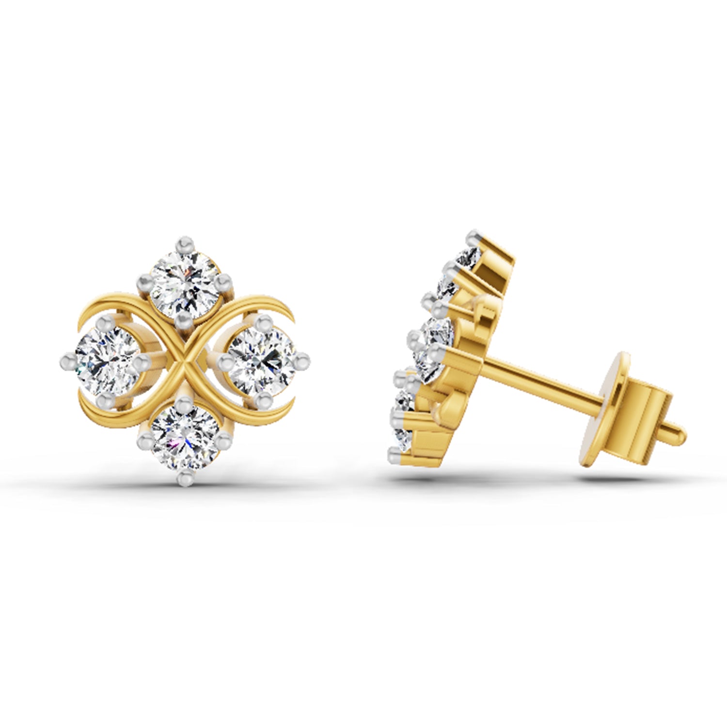0.85 Ct Round Fashion Earrings |  14K Yellow Gold