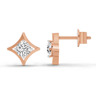 0.46 Ct Round Stud Earrings |  14K Rose Gold