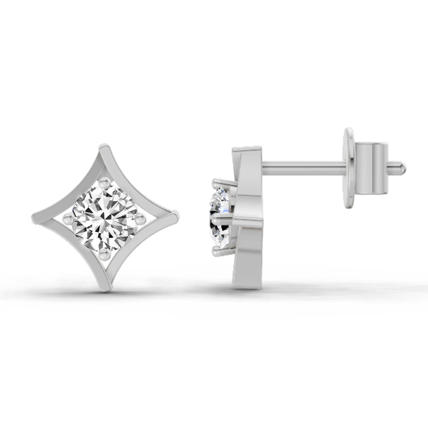 0.46 Ct Round Stud Earrings |  14K White Gold