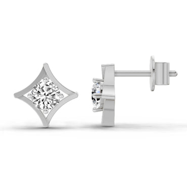0.46 Ct Round Stud Earrings |  14K White Gold