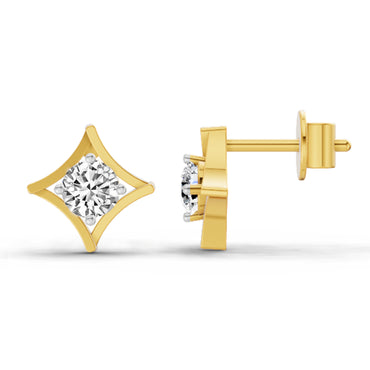 0.46 Ct Round Stud Earrings |  14K Yellow Gold