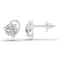 0.6 Ct Round Heart Stud Earrings | 14K White Gold  FG VS Quality Diamonds