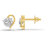 0.6 Ct Round Heart Stud Earrings | 14K Yellow Gold  FG VS Quality Diamonds