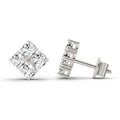 0.76 Ct Round Cluster Stud Earrings | 14K White Gold  FG VS Quality Diamonds