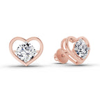 0.90 Ct Pear Shape 4 Prong Solitaire Diamond Stud Earrings | 14K Rose Gold
