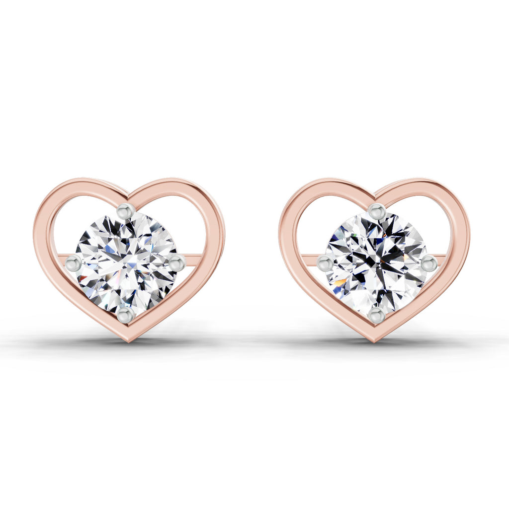 0.90 Ct Pear Shape 4 Prong Solitaire Diamond Stud Earrings | 14K Rose Gold