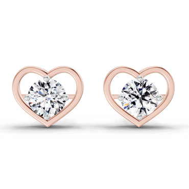 0.90 Ct Pear Shape 4 Prong Solitaire Diamond Stud Earrings | 14K Rose Gold