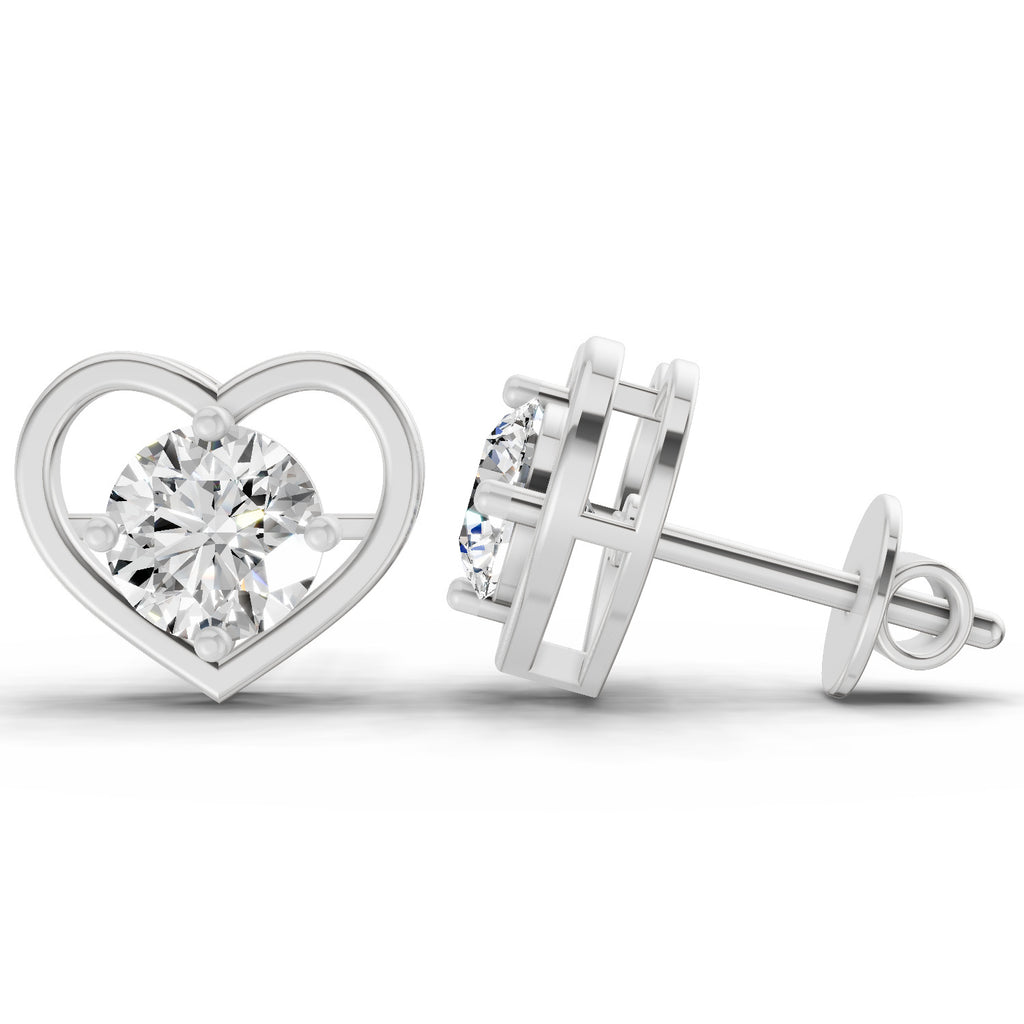 0.90 Ct Pear Shape 4 Prong Solitaire Diamond Stud Earrings | 14K Rose Gold