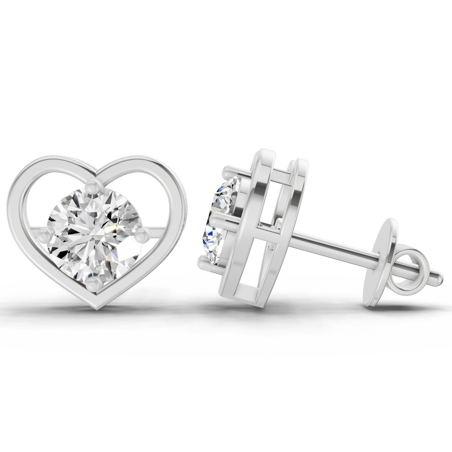 0.90 Ct Pear Shape 4 Prong Solitaire Diamond Stud Earrings | 14K White Gold