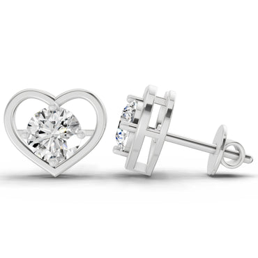 0.90 Ct Pear Shape 4 Prong Solitaire Diamond Stud Earrings | 14K White Gold