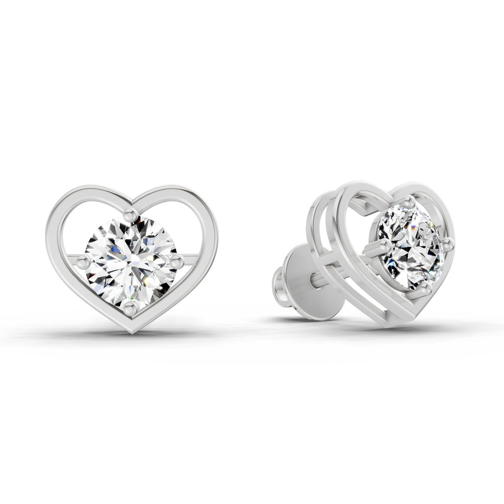 0.90 Ct Pear Shape 4 Prong Solitaire Diamond Stud Earrings | 14K Rose Gold