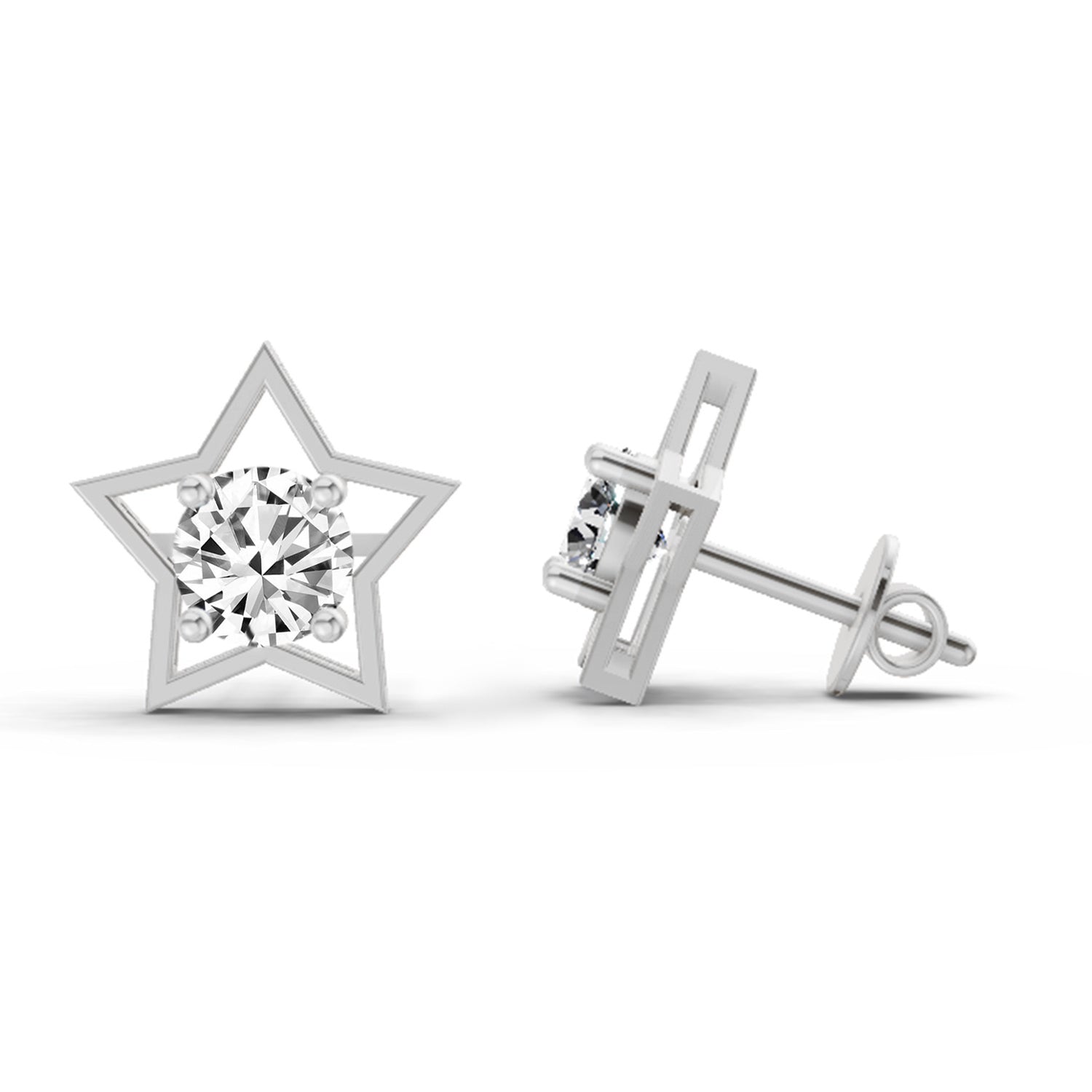 0.8 Ct Round Stud Earrings |  14K White Gold