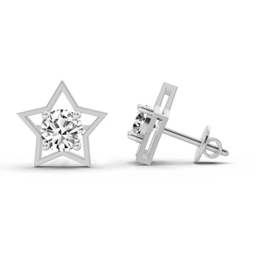 0.8 Ct Round Stud Earrings |  14K White Gold