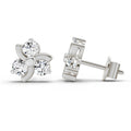 0.75 Ct Round Flower Stud Earrings | 14K White Gold  FG VS Quality Diamonds