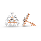 0.91 Ct Round Triangle Stud Earrings | 14K Rose Gold  FG VS Quality Diamonds