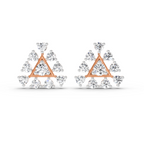 0.91 Ct Round Triangle Stud Earrings | 14K Rose Gold  FG VS Quality Diamonds