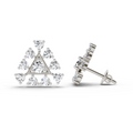 0.91 Ct Round Triangle Stud Earrings | 14K White Gold  FG VS Quality Diamonds