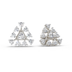 0.91 Ct Round Triangle Stud Earrings | 14K Rose Gold  FG VS Quality Diamonds